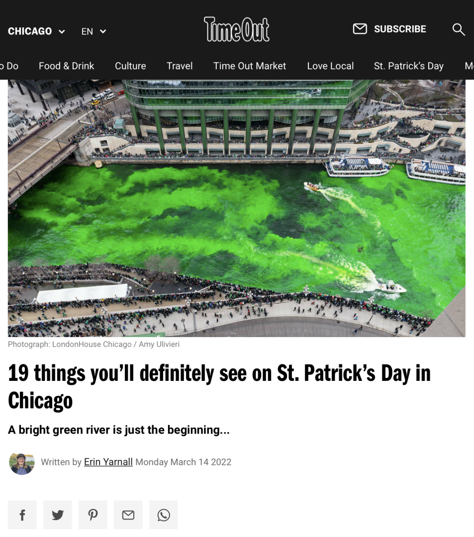 Time Out St. Patrick's day at LondonHouse Chicago