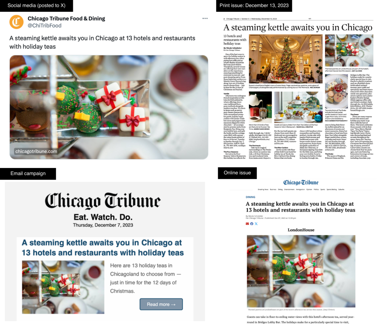 LondonHouse Holiday Tea in the Chicago Tribune